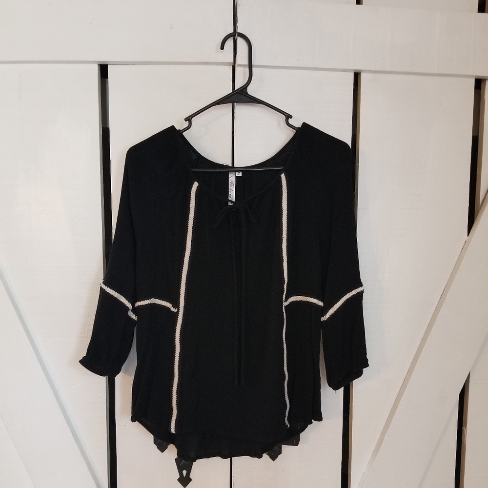 Andree Blue - 3/4 Sleeve Black Boho Style - S